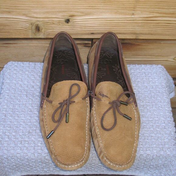 UGG Bel air Nubuck Leather Moc Toe Loafers In Chestnut Leather - Picture 5 of 13